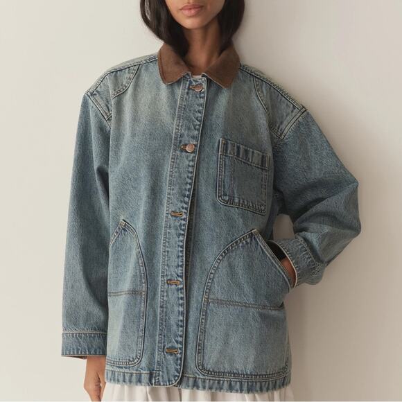 Doen Jackets & Blazers - NWT Doen Pascual Cotton Denim Jean Corduroy Collar Barn Jacket Deveraux Wash